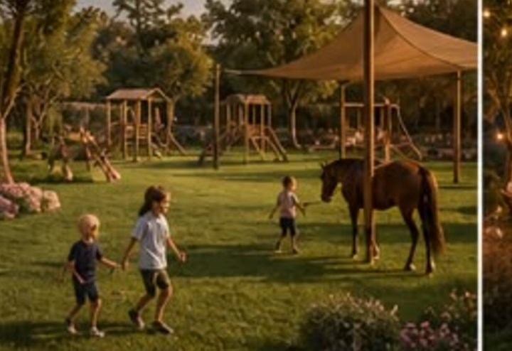 A child being led on a pony
