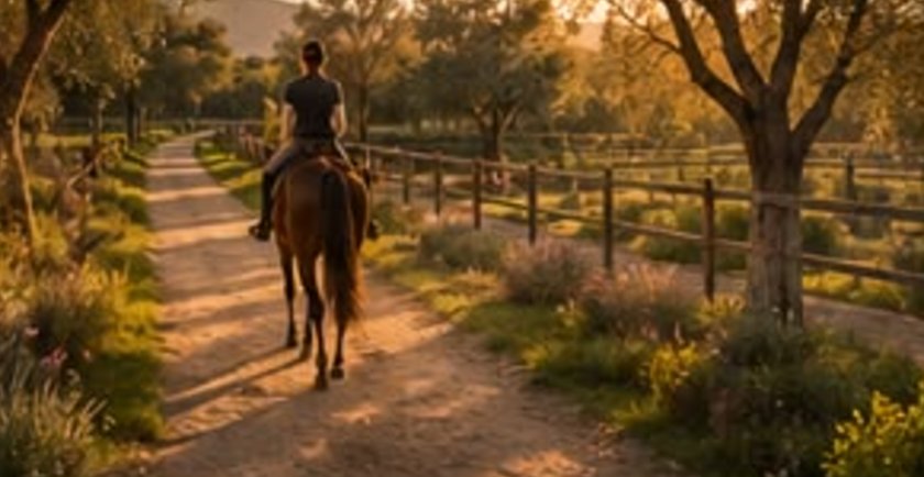 A rider on the desert trails at sunset